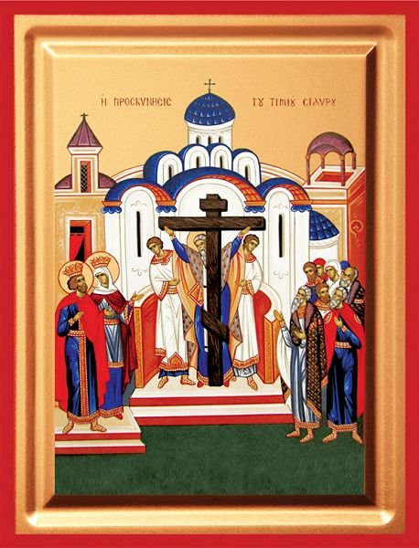 Veneration of the Holy Cross - detail (carved wood)