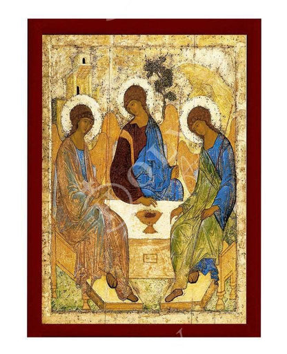 Abraham's Hospitality icon Rublev Handmade Greek Orthodox Icon of the Holy Trinity, Byzantine art wall hanging wood plaque, religious decor - TheHolyArt