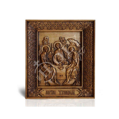 Abraham's Hospitality icon Rublev Handmade Greek Orthodox Icon of the Holy Trinity, Byzantine art wall hanging wood plaque, religious decor - TheHolyArt
