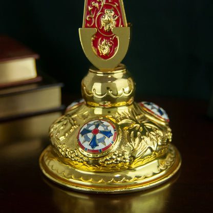 Handmade Orthodox Metal Cross, Jesus Crucifix Religious Prayer Corner Artware, Ceremony Ornate Cross Holding Cross with base - TheHolyArt