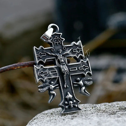 Jesus Cross Men's Stainless Steel Crucifix Eastern Orthodox Pendant Chain Necklace Jewelry BP8-515 - TheHolyArt