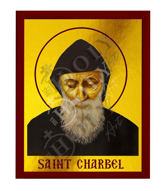 Saint Charbel icon, Handmade Greek Orthodox icon of St Charbel Makhlouf , Byzantine art wall hanging wood plaque, religious decor gift TheHolyArt