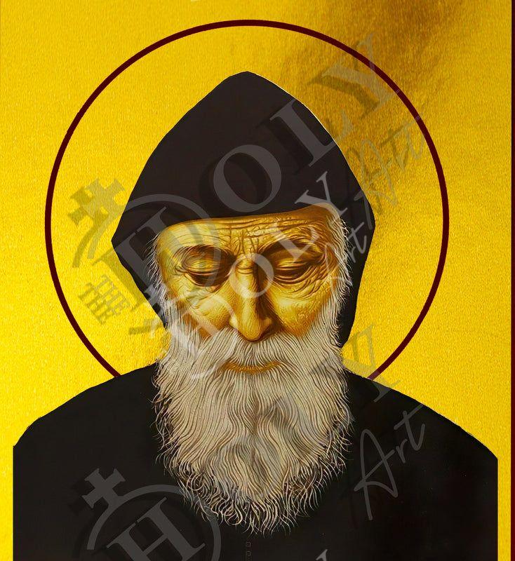 Saint Charbel icon, Handmade Greek Orthodox icon of St Charbel Makhlouf , Byzantine art wall hanging wood plaque, religious decor gift TheHolyArt