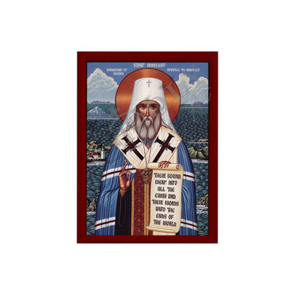 Saint Innocent icon, Handmade Greek Orthodox icon of St Innocent of Alaska, Byzantine art wall hanging, religious gift - TheHolyArt