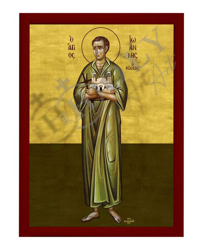 Saint John The Russian icon, Handmade Greek Orthodox icon St John, Byzantine art wall hanging on wood plaque icon, religious decor (smooth) - TheHolyArt