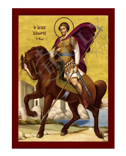 Saint Isidore icon, Handmade Greek Orthodox icon St Isidore, Byzantine art wall hanging, religious gift, religious decor - TheHolyArt