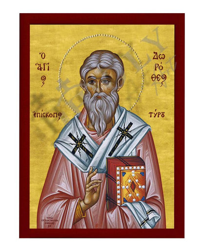 Saint Dorotheos icon, Handmade Greek Orthodox icon of St Dorotheos of Tyre, Byzantine art wall hanging icon on wood plaque, religious decor - TheHolyArt