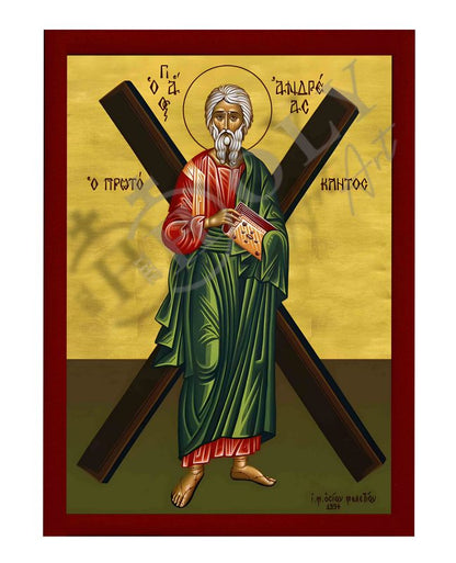 Saint Andrew icon the Apostle, Handmade Greek Orthodox icon of St Andrew, Byzantine wood plaque (smooth) - TheHolyArt