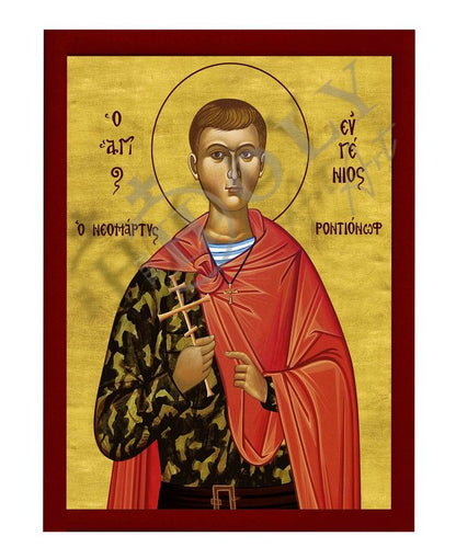 Saint Eugene icon, Handmade Greek Orthodox icon of St Eugene Rodionov Byzantine art wall hanging icon wood plaque, religious gift - TheHolyArt