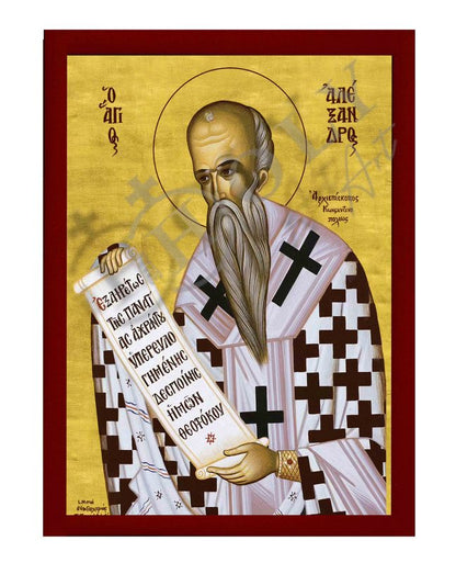 Saint Alexander icon, Handmade Greek Orthodox icon St Alexander of Constantinople, Byzantine art wall hanging wood plaque icon decor (smooth) - TheHolyArt
