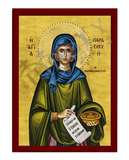 Saint Paraskevi icon, Handmade Greek Orthodox icon of St Paraskevi of Rome, Byzantine art wall hanging icon plaque, religious decor gift (smooth) - TheHolyArt