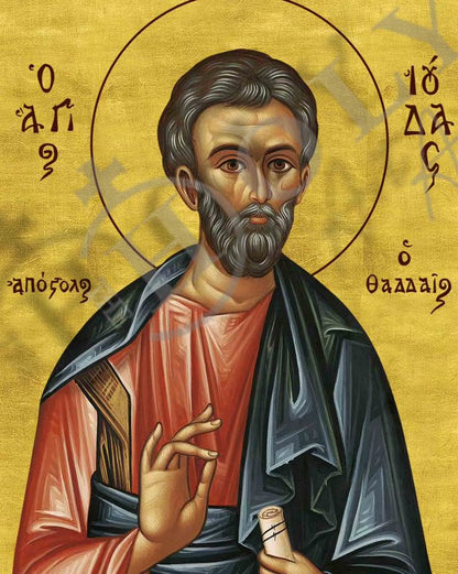 Saint Jude icon the Apostle, Handmade Greek Orthodox icon of St Jude of Thaddeus, Byzantine art wall hanging, religious gift (smooth) - TheHolyArt