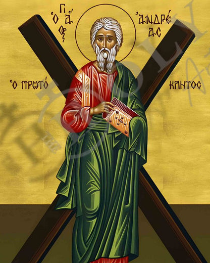 Saint Andrew icon the Apostle, Handmade Greek Orthodox icon of St Andrew, Byzantine wood plaque (smooth) - TheHolyArt