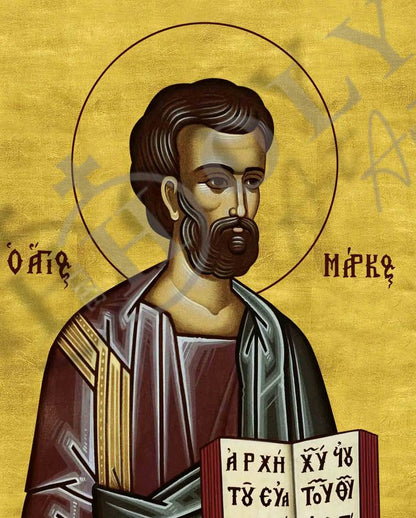 Saint Mark the Apostle icon, Handmade Greek Orthodox icon of Apostle Evangelist Mark, Byzantine art wall hanging of St Mark on wood plaque (smooth) - TheHolyArt