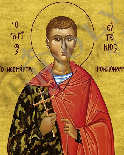 Saint Eugene icon, Handmade Greek Orthodox icon of St Eugene Rodionov Byzantine art wall hanging icon wood plaque, religious gift - TheHolyArt