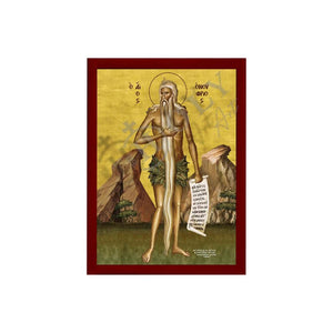 Saint Onuphrius icon, Handmade Greek Orthodox icon of St Onuphrios of Egypt, Byzantine art wall hanging wood plaque, religious gift (smoth) - TheHolyArt