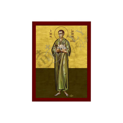 Saint John The Russian icon, Handmade Greek Orthodox icon St John, Byzantine art wall hanging on wood plaque icon, religious decor (smooth) - TheHolyArt