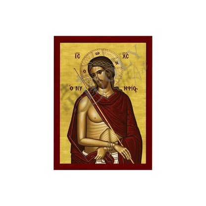 Jesus Christ icon Nymphios, Handmade Greek Orthodox icon of our Lord, Byzantine art wall hanging on wood plaque, religious icon home decor (smooth) - TheHolyArt