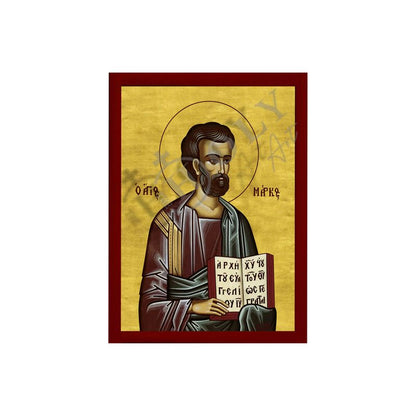 Saint Mark the Apostle icon, Handmade Greek Orthodox icon of Apostle Evangelist Mark, Byzantine art wall hanging of St Mark on wood plaque (smooth) - TheHolyArt