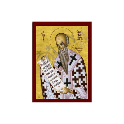 Saint Alexander icon, Handmade Greek Orthodox icon St Alexander of Constantinople, Byzantine art wall hanging wood plaque icon decor (smooth) - TheHolyArt