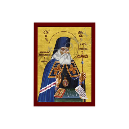 Saint Luke icon, Handmade Greek Orthodox icon St Lucas of Crimea, Byzantine art wall hanging on wood plaque icon, religious decor (smooth) - TheHolyArt
