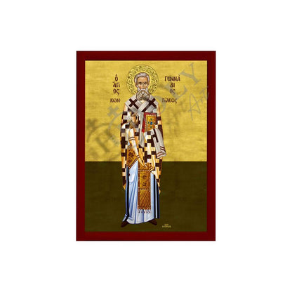 Saint Gennadius icon, Handmade Greek Orthodox Icon of St Gennadius of Constantinopole, Byzantine art wall hanging plaque - TheHolyArt