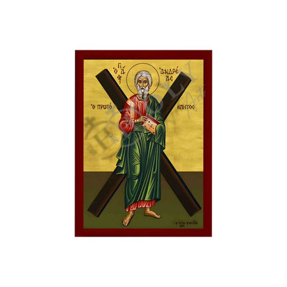 Saint Andrew icon the Apostle, Handmade Greek Orthodox icon of St Andrew, Byzantine wood plaque (smooth) - TheHolyArt