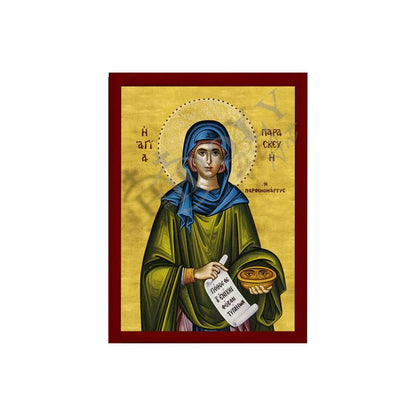 Saint Paraskevi icon, Handmade Greek Orthodox icon of St Paraskevi of Rome, Byzantine art wall hanging icon plaque, religious decor gift (smooth) - TheHolyArt