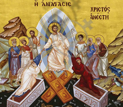 Resurrection Jesus Christ icon, Handmade Greek Orthodox icon, Byzantine art wall hanging of our Lord rising from the dead, religious decor (v4) - TheHolyArt