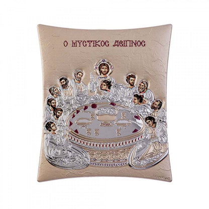 The Last Supper, Elegant Handmade Silver 925 Greek Orthodox icon, Byzantine art wall hanging on wood plaque icon, religious icon home decor - TheHolyArt