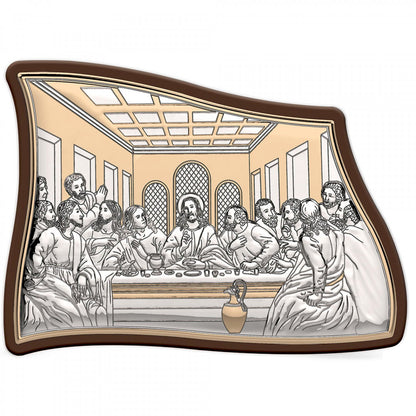 The Last Supper, The Mystical Supper, Modern Handmade Silver 925 Greek Orthodox icon, Byzantine art wall hanging on wood plaque icon, religious icon home decor - TheHolyArt