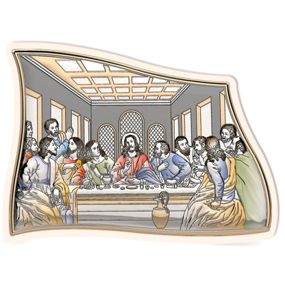 The Last Supper, The Mystical Supper, Modern Handmade Silver 925 Greek Orthodox icon, Byzantine art wall hanging on wood plaque icon, religious icon home decor - TheHolyArt