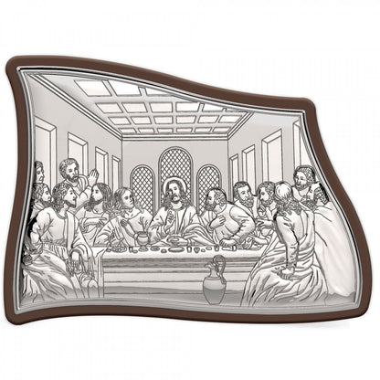 The Last Supper, The Mystical Supper, Modern Handmade Silver 925 Greek Orthodox icon, Byzantine art wall hanging on wood plaque icon, religious icon home decor - TheHolyArt