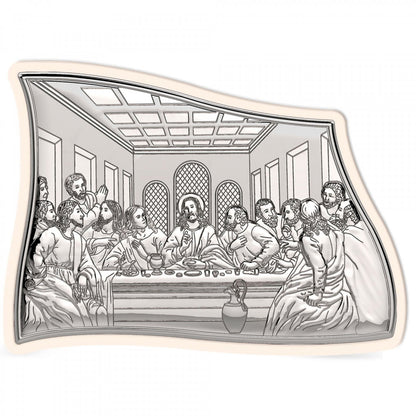 The Last Supper, The Mystical Supper, Modern Handmade Silver 925 Greek Orthodox icon, Byzantine art wall hanging on wood plaque icon, religious icon home decor - TheHolyArt