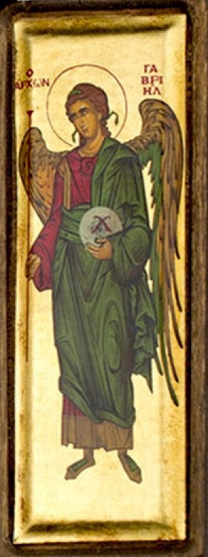 Triptychon Jungfrau Maria Ikone Panagia Axion Esti Erzengel Michael Erzengel Gabriel, handgefertigte griechisch-orthodoxe Ikone aus Silber 999, byzantinische Kunst zum Wandbehang auf Holztafel, religiöse Ikone