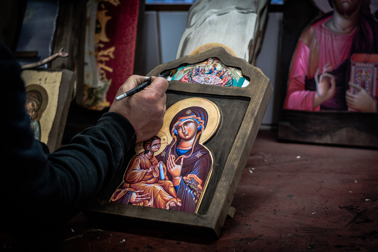 orthodox catholic handmade religious wooden greek icons
