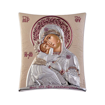 Ikone der Jungfrau Maria / Panagia Glykophilousa, elegante handgefertigte griechisch-orthodoxe Ikone der Jungfrau Maria / Panagia Glykophilousa (Süßer Kuss), byzantinische Kunst zum Wandbehang auf Holztafel-Ikone, religiöse Heimdekoration