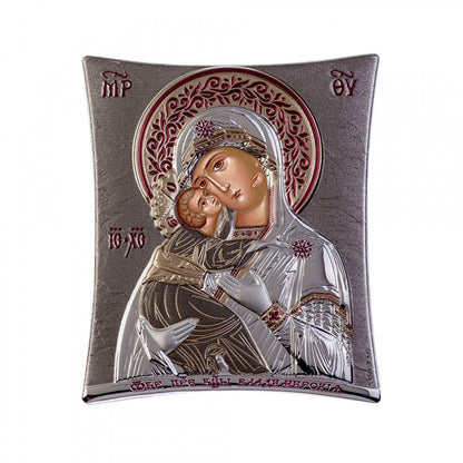 Ikone der Jungfrau Maria / Panagia Glykophilousa, elegante handgefertigte griechisch-orthodoxe Ikone der Jungfrau Maria / Panagia Glykophilousa (Süßer Kuss), byzantinische Kunst zum Wandbehang auf Holztafel-Ikone, religiöse Heimdekoration