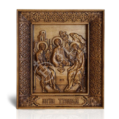Abraham's Hospitality icon Rublev Handmade Greek Orthodox Icon of the Holy Trinity, Byzantine art wall hanging wood plaque, religious decor - TheHolyArt
