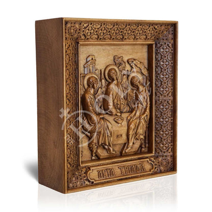 Abraham's Hospitality icon Rublev Handmade Greek Orthodox Icon of the Holy Trinity, Byzantine art wall hanging wood plaque, religious decor - TheHolyArt