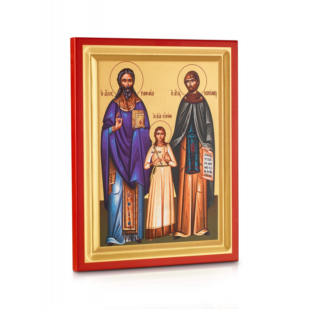 Saints Raphael, Nicholas & Irene - Carved Wood - 2