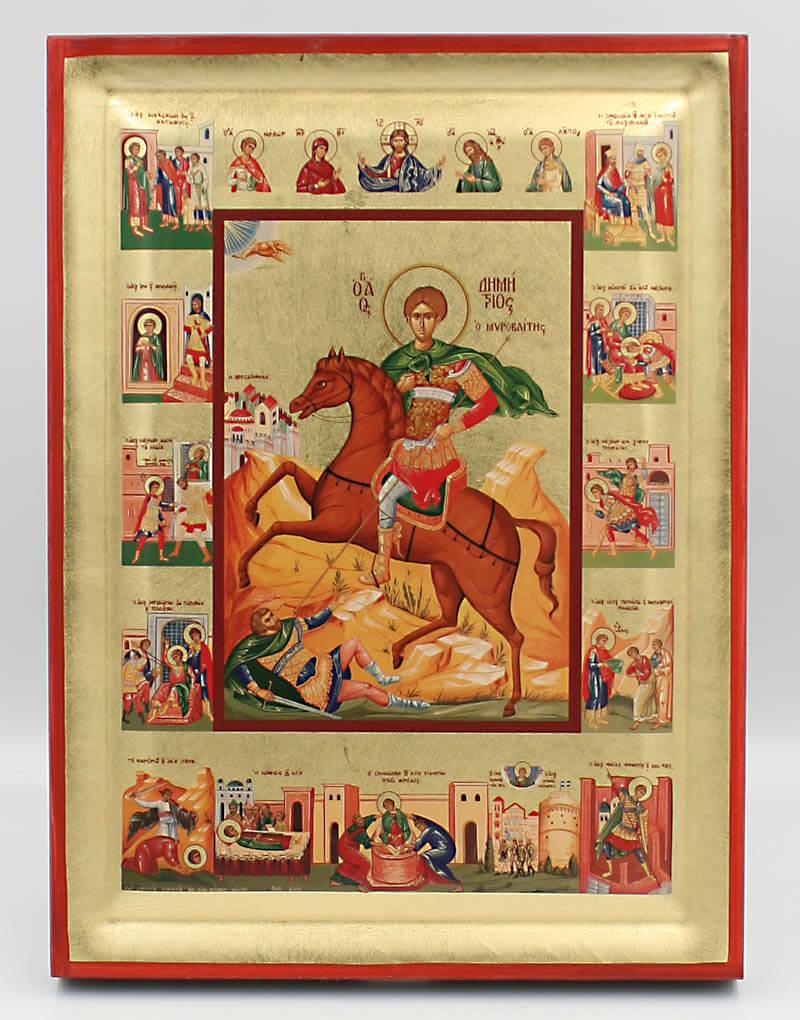 Saint Demetrios Serigraphy Icon - Engraved Wood