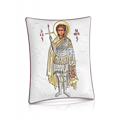 Saint Phanourios (Full-Body) sterling silver 925 Orthodox icon, gold-plated Byzantine, handmade in Greece