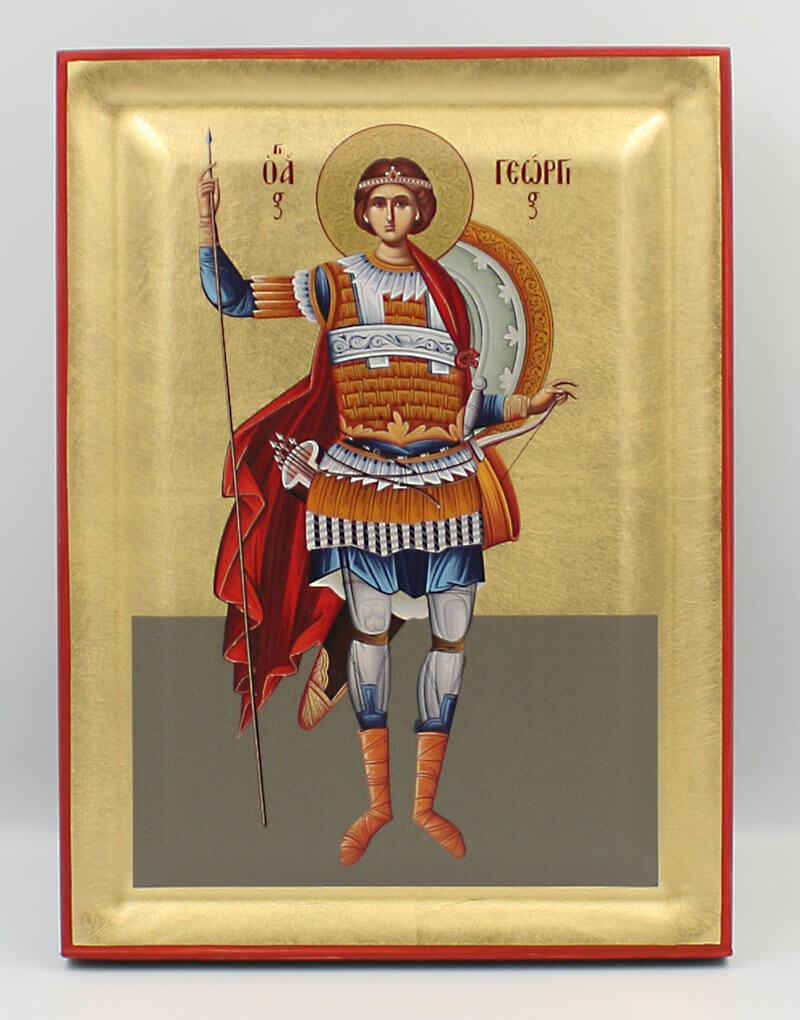 Saint George Serigraphy Icon - Engraved Wood