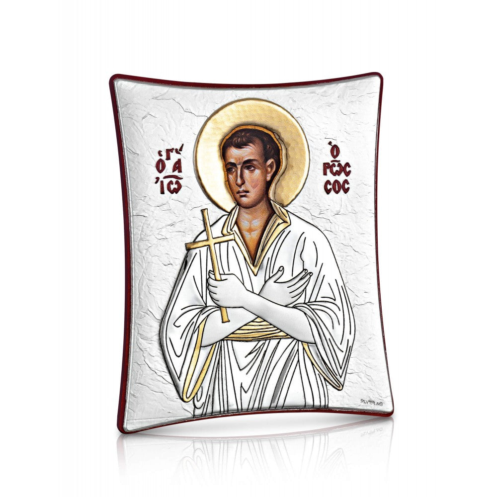 Saint John the Russian sterling silver 925 Orthodox icon, gold-plated Byzantine, handmade in Greece