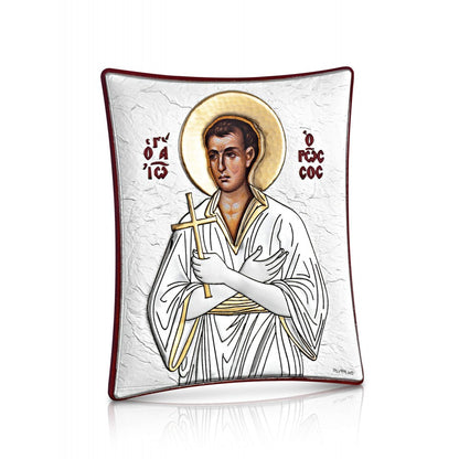 Saint John the Russian sterling silver 925 Orthodox icon, gold-plated Byzantine, handmade in Greece