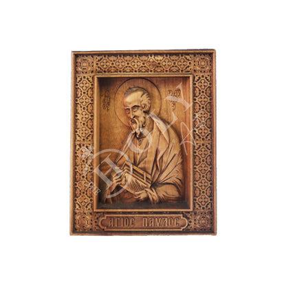 Apostle Paul icon, Handmade Hand Carved Wooden Greek Orthodox icon of St Paul the Apostle, Byzantine art wall hanging wood plaque, religious decor - TheHolyArt
