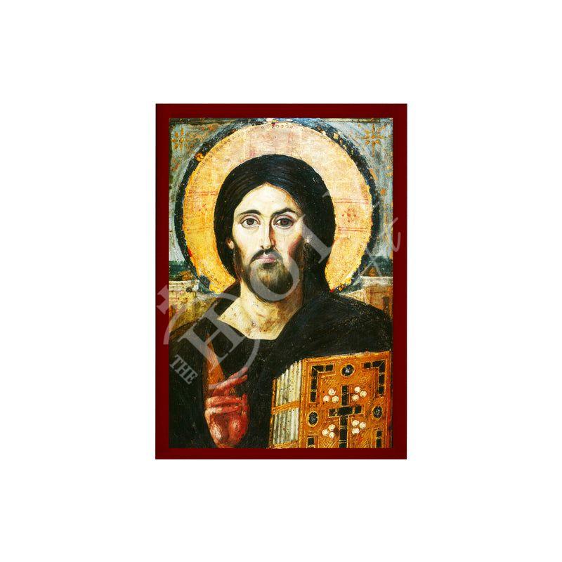 Jesus Christ icon Sina, Handmade Greek Orthodox icon of Jesus Christ Sinai, Byzantine wood plaque | Buy Religious icons from TheHolyArt