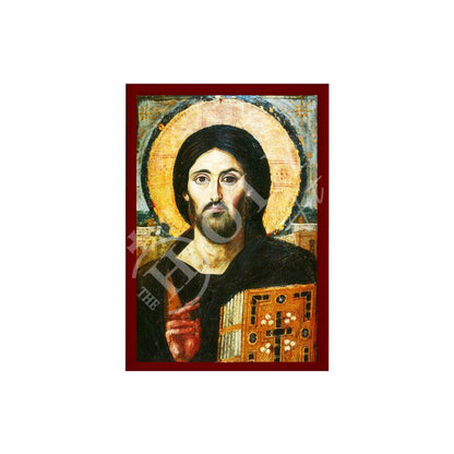 Jesus Christ icon Sina, Handmade Greek Orthodox icon of Jesus Christ of Sinai, Byzantine wood plaque - TheHolyArt