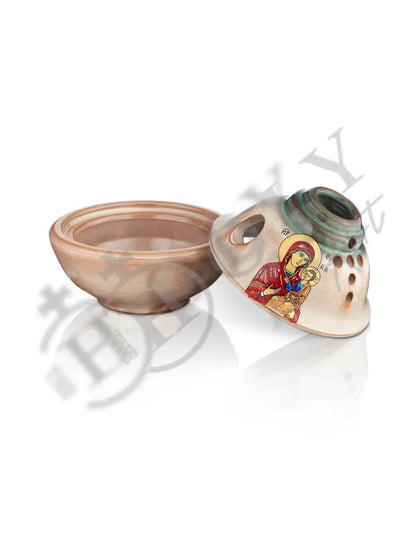 Christian Ceramic Handmade Altar Oil Vigil Lamp with Cross, Prayer Standing Table Oil Lamp Orthodox Oil Candle religious decor - TheHolyArt